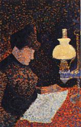 Paul Signac Woman by Lamplight Norge oil painting art
